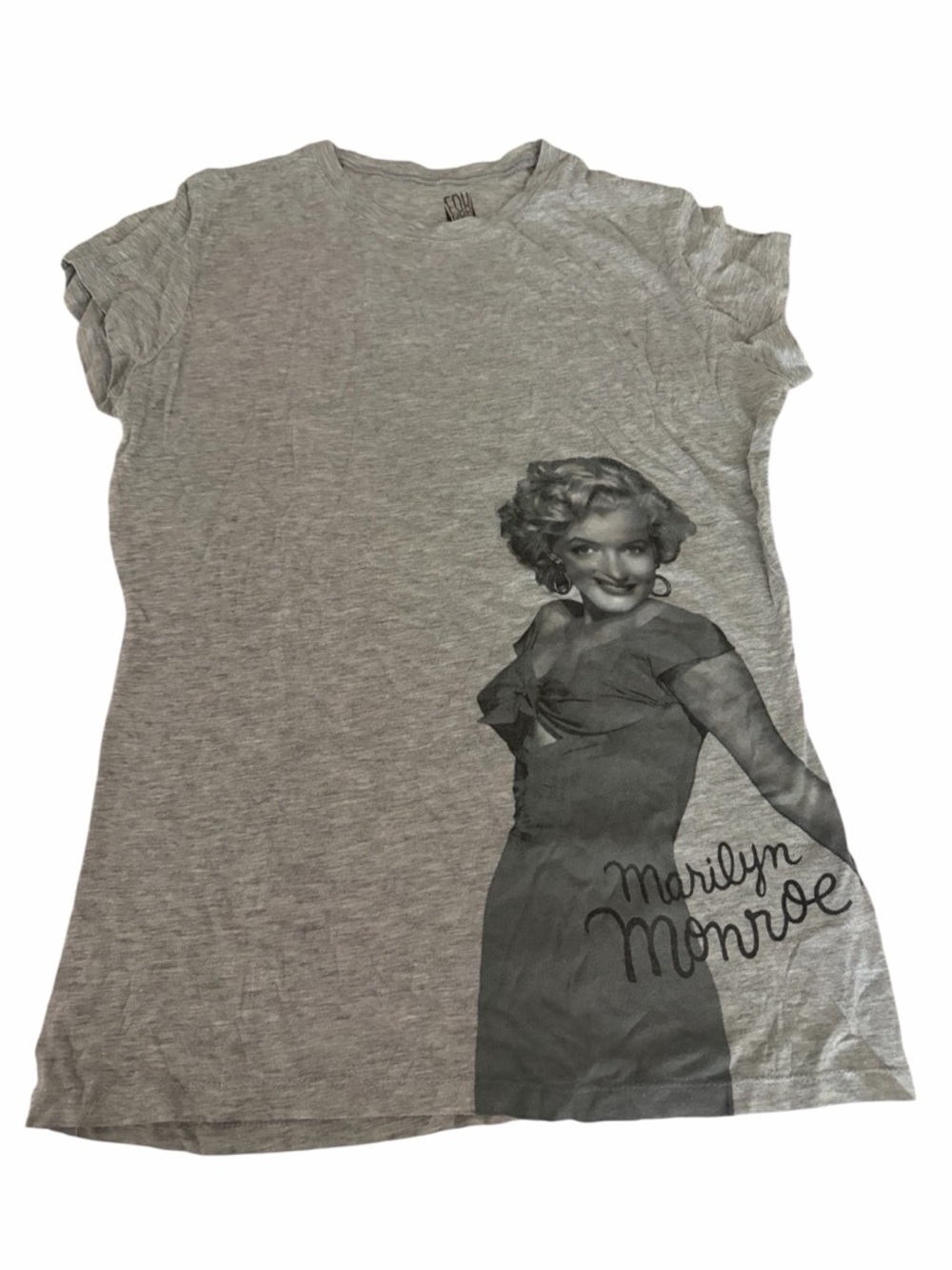 Marilyn Monroe Ladies Short Sleeve  Tee Shirt Light Gray Size XL